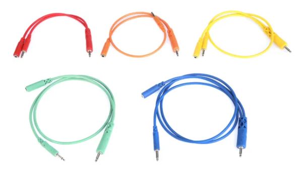 Hosa Hopscotch Eurorack patch cables 5 multi pack 3.5 ts with 3.5 tsf pigtail to 3.5 ts
