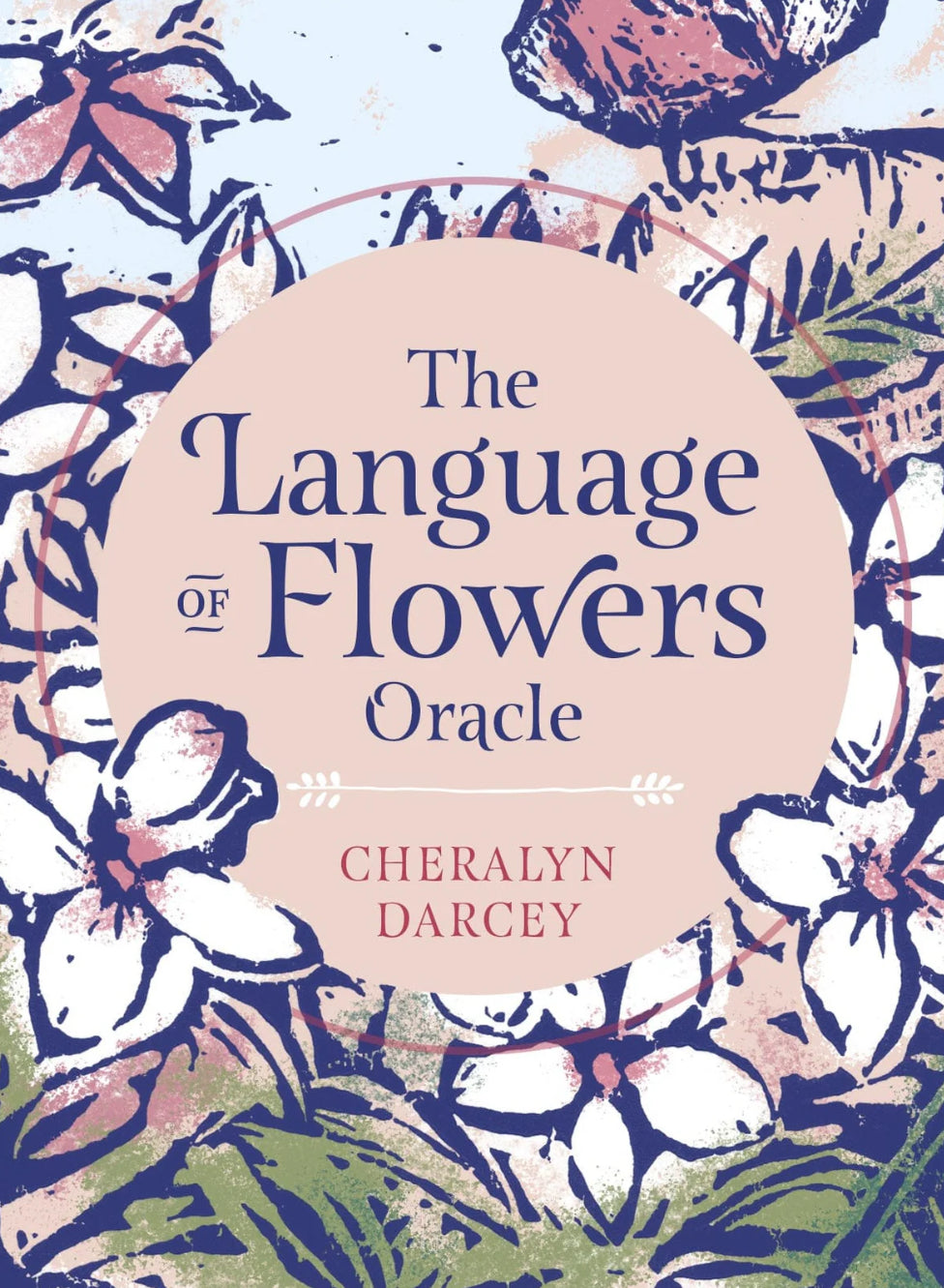 Box front for 'The Language of Flowers Oracle' deck by Cheralyn Darcey with floral design.
